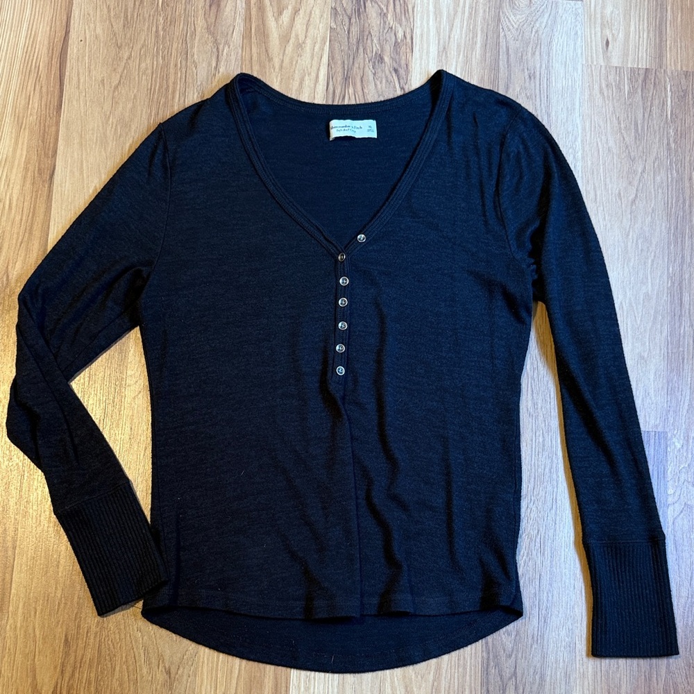 Abercrombie & Fitch Navy Long Sleeve Blouse